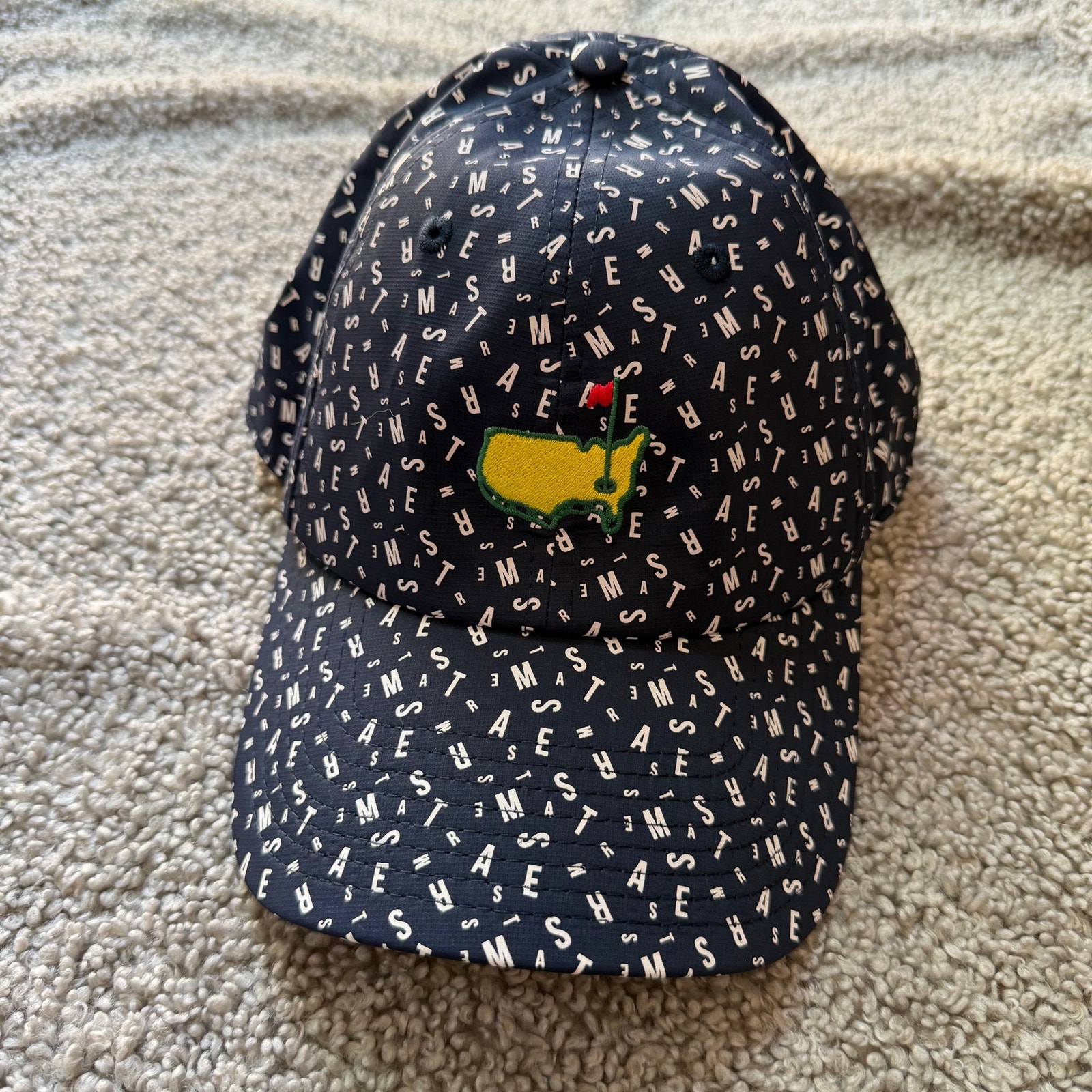Masters Golf All Over Print Navy Hat 2025 Augusta Hat Adjustable Strap Cap